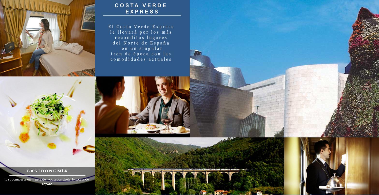 Descubra el Norte de España como nunca soñó viajando a bordo del lujoso tren Costa Verde Express TREN DE LUJO TRANSCANTABRICO CLASICO COSTA VERDE EXPRESS COSTA CANTABRICA TURISMO GIJON OVIEDO ARRIONDAS COVADONGA LLANES SANTILLANA DEL MAR CUEVAS ALTAMIRA CABEZON DE LA SAL SANTANDER BILBAO CRUCERO EN TREN #TranscantabricoClasico #CostaVerdeExpress #TrenesdeLujo #Renfe #Feve #CruceroEnTren #CruceroTren #TrenCrucero